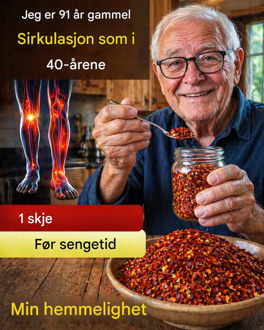 SENIORER, SPIS DETTE før du legger deg for å øke blodstrømmen og sirkulasjonen i bein og føtter på 24 timer!………… For å fortsette å få oppskriftene mine, må du bare si noe… Takk!