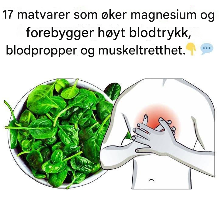 17 matvarer som øker magnesium og forhindrer høyt blodtrykk, blodpropp og muskeltretthet